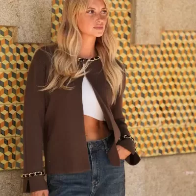 Cardigã malha pormenores Spaccio