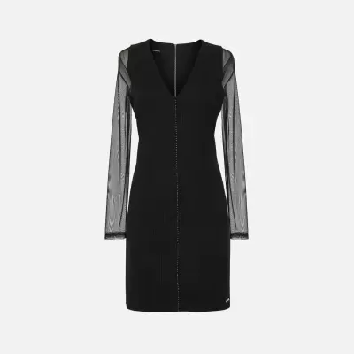 Vestido riscado com detalhe de transparência Scripta