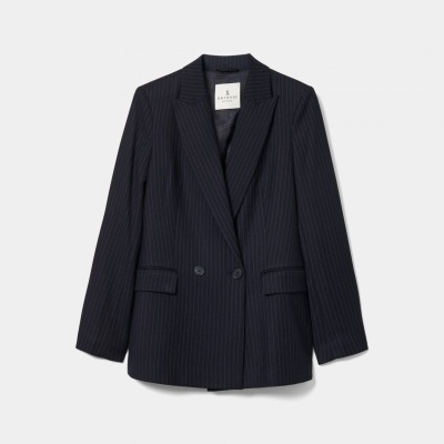 Blazer às riscas regular fit Decenio