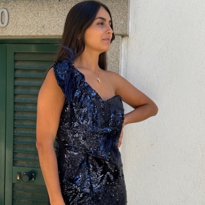 Vestido comprido lantejoulas Moncho Heredia