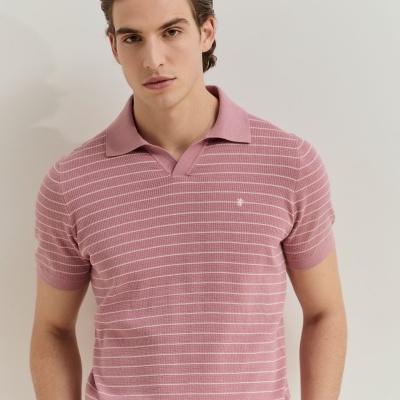Polo às riscas em malha de algodão Lion of Porches