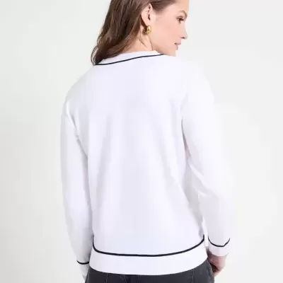 Jersey de malha com decote em V e acabamento canelado Naf Naf