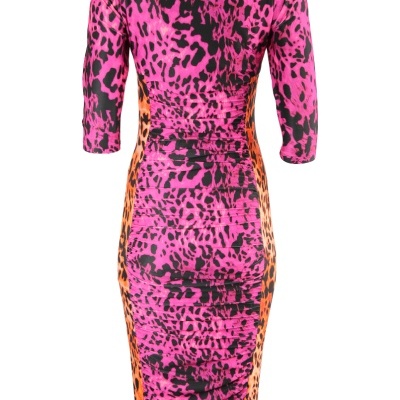 VESTIDO MIDI COM ESTAMPADO ANIMAL SAHOCO