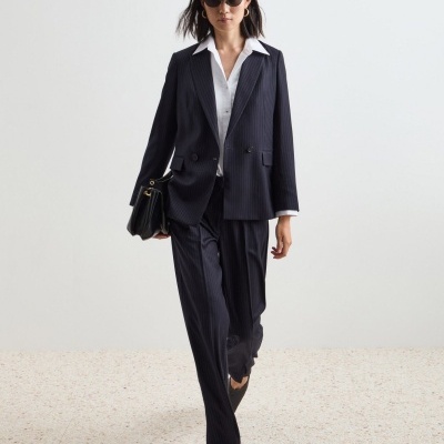 Blazer às riscas regular fit Decenio