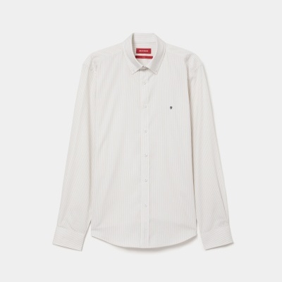 Camisa slim fit em algodão às riscas