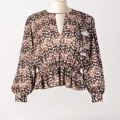 Blusa estampada com folho lateral Sahoco