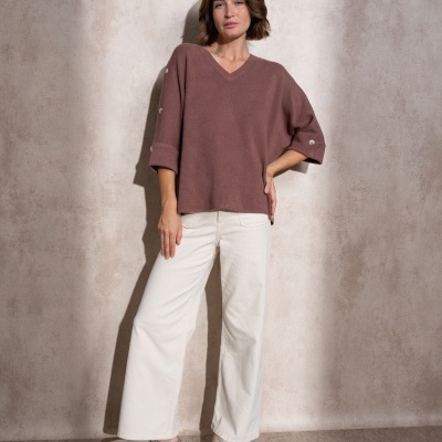 Camisola de malha com botões na manga SMF