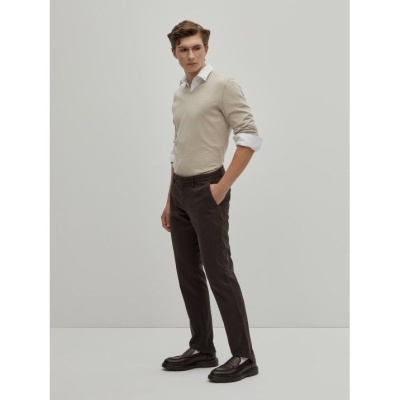 Calças chino slim fit em sarja Decenio