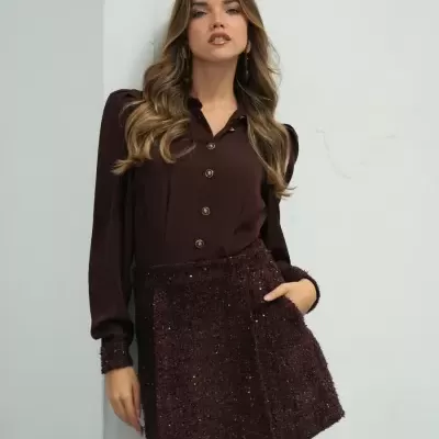 Vestido tecido combinado Glow Spaccio