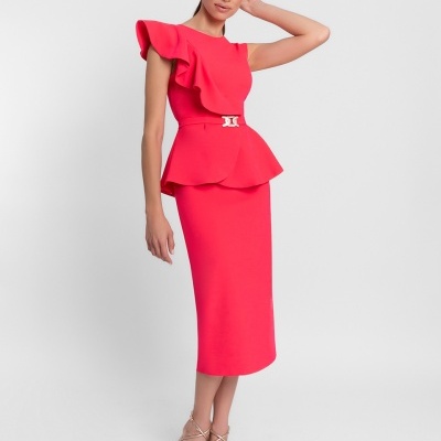 Vestido midi Peplum Moncho Heredia