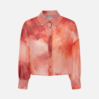 Blusa curta tye dye com detalhe em renda Scripta