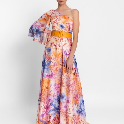 Vestido longo estampado floral Moncho Heredia