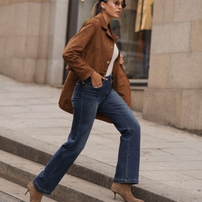 Jeans Wide Leg de Cintura Subida Ferrache