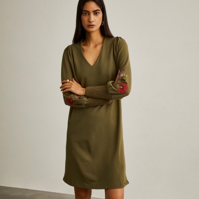 Vestido de malha com bordado Lion of Porches