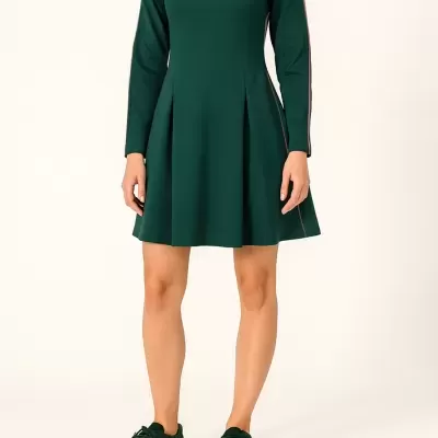 Vestido Curto com Risca nas Mangas Sahoco