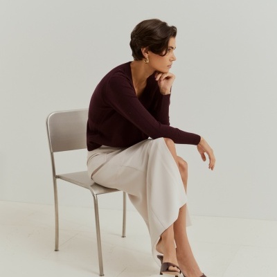 Camisola de lã decote em V Lion of Porches