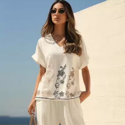 Blusa fluida bordada Spaccio