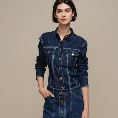 Camisa de ganga com bolsos chapa SMF