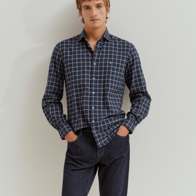 Camisa xadrez slim fit em algodão Lion of Porches