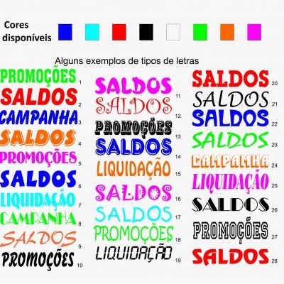 Vinyl Recortado  Letras Saldos / Promoções Dim 100x18,5cm  Várias cores
