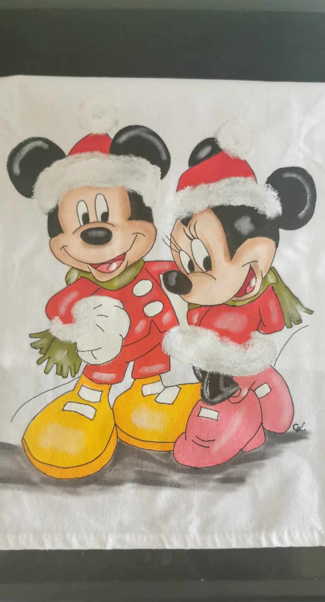 Pano Decorativo de Cozinha "Natal com a Minnie e o Mickey"