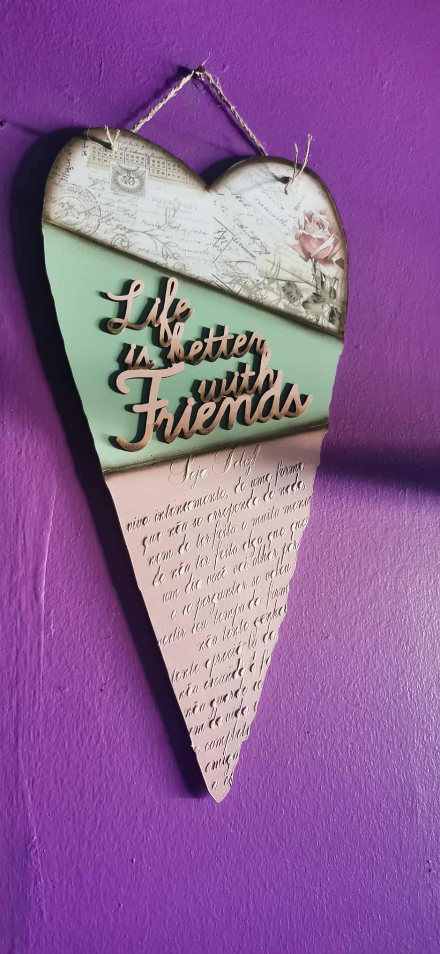 Placa Decorativa "Coração Comprido"