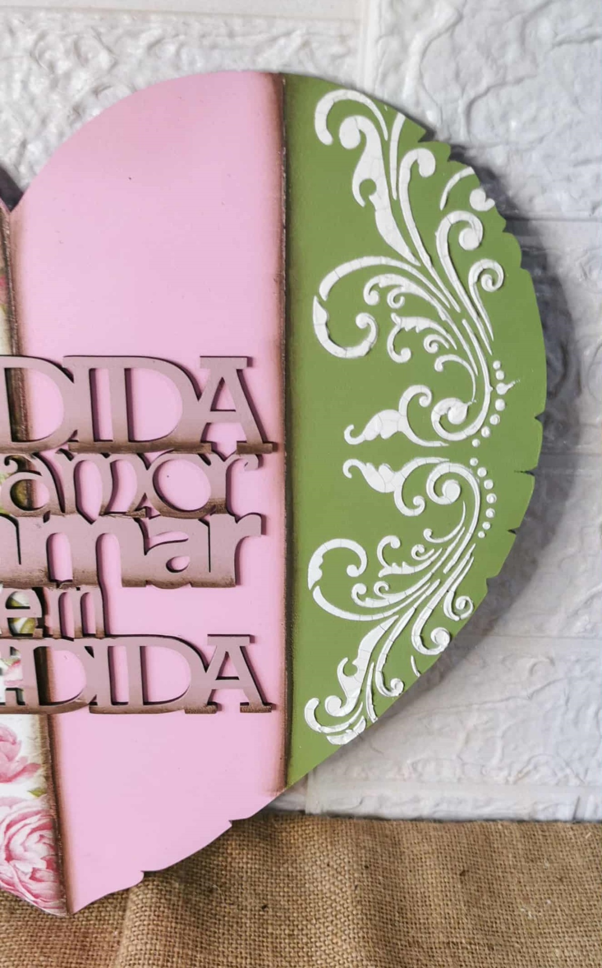 Placa Coração "Rosas"