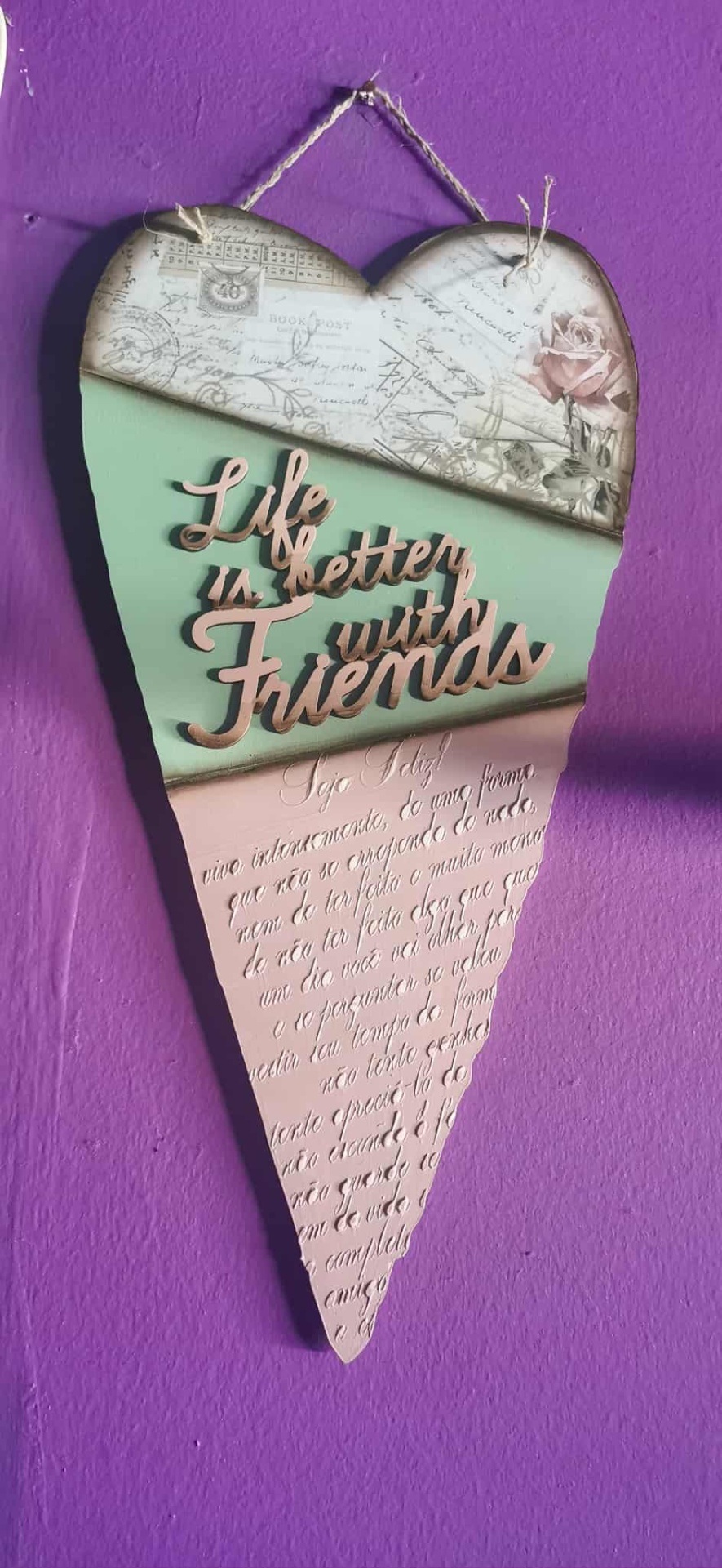 Placa Decorativa "Coração Comprido"