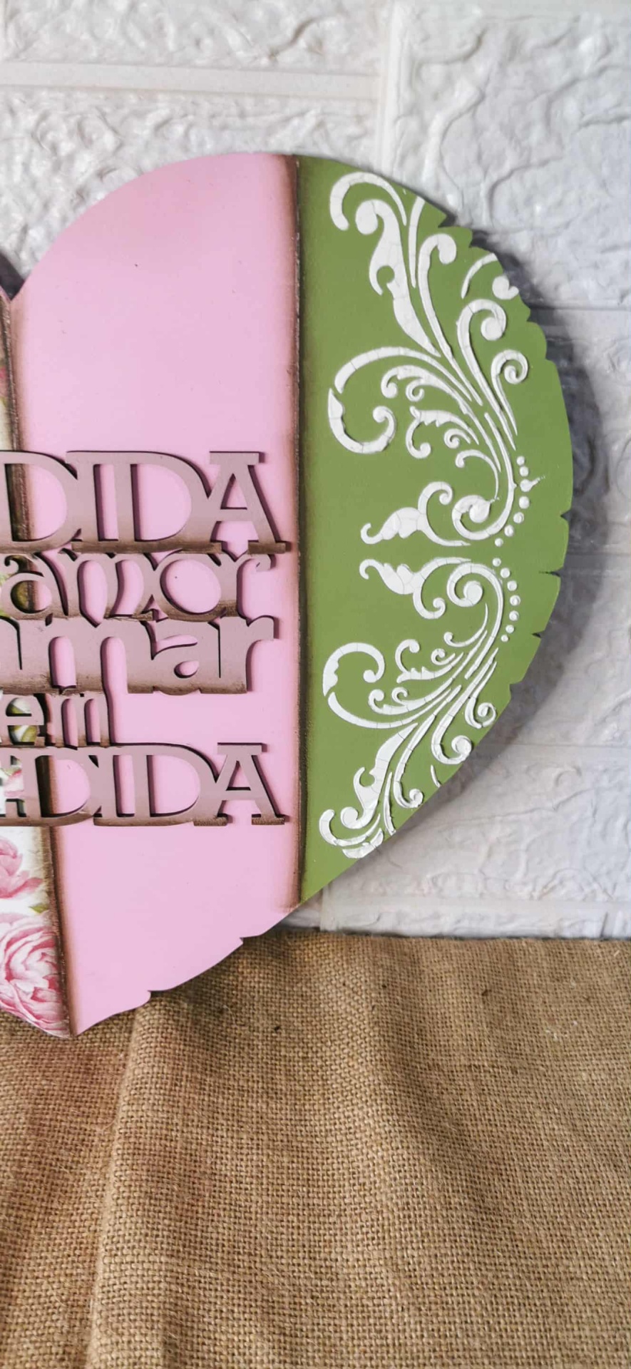 Placa Coração "Rosas"