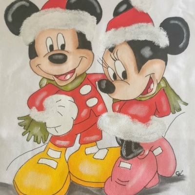 Pano Decorativo de Cozinha "Natal com a Minnie e o Mickey"