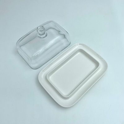 Manteigueira porcelana/vidro