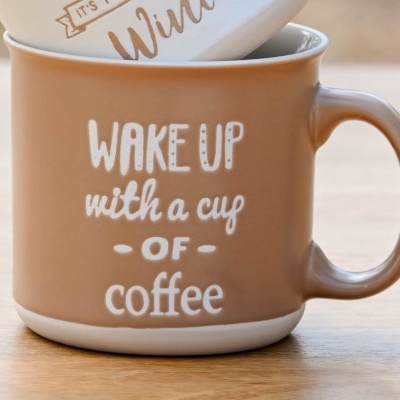 Caneca 370ml "Wake up" (BEGE)