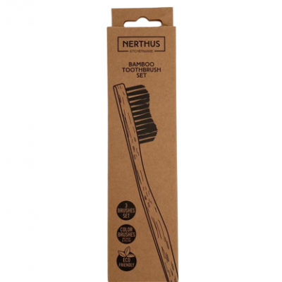 Conjunto 3 escovas de dentes bambu