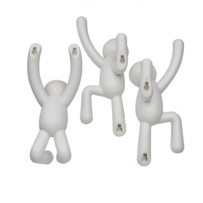 Conjunto 3 cabides de parede buddy (BRANCO)