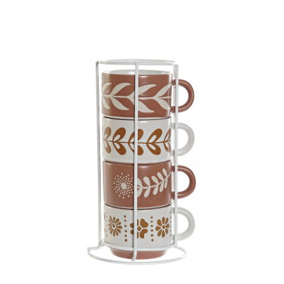 Conjunto 4 chávenas café 150ml + suporte