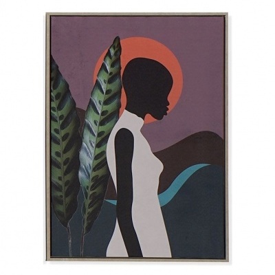 Quadro silhueta feminina (tons frios)