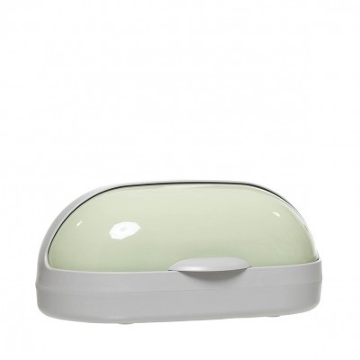 Caixa de pão em plástico cinza/verde