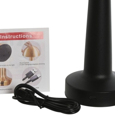 Candeeiro de mesa recarregável (PRETO)