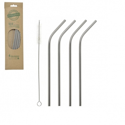 4 Palhinhas de inox + escovilhão