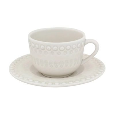 Chávena Chá com Pires Cinza Areia