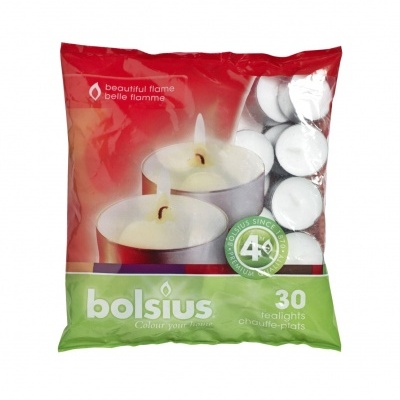 Saco de 30 tealights 4 horas (BRANCO)