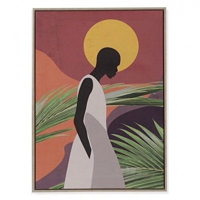 Quadro silhueta feminina (tons quentes)