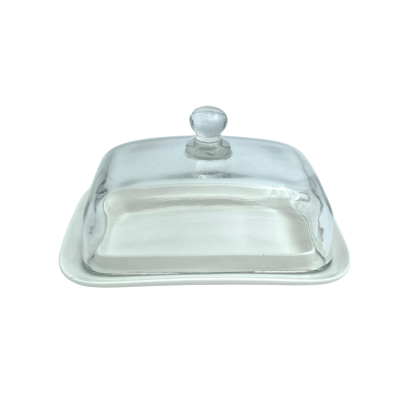 Manteigueira porcelana/vidro