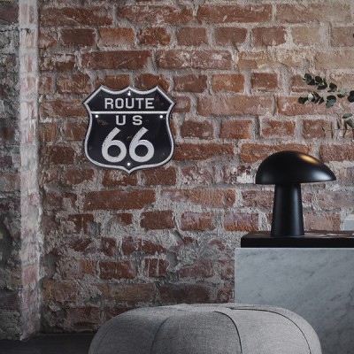 Placa decorativa ROUTE 66 com luz LED