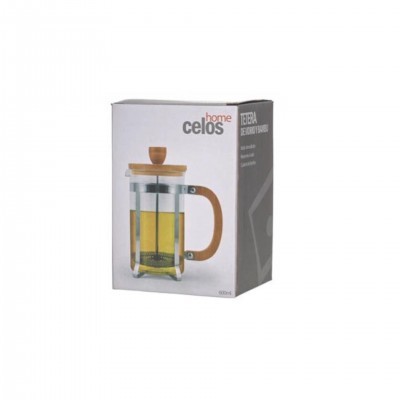 Chaleira/cafeteira de vidro e bambu 600ml