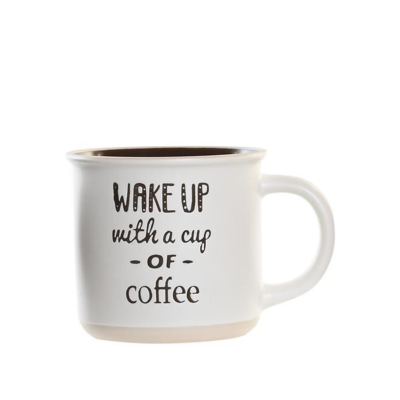 Caneca 370ml "Wake up" (BRANCO)