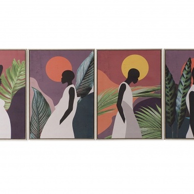 Quadro silhueta feminina (tons quentes)