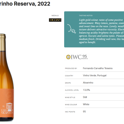 CASA DE VILAPOUCA - Vinho Verde - ALVARINHO Reserva 2022