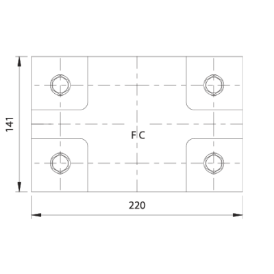 Placa Fixa com Quatro Guias 250-220