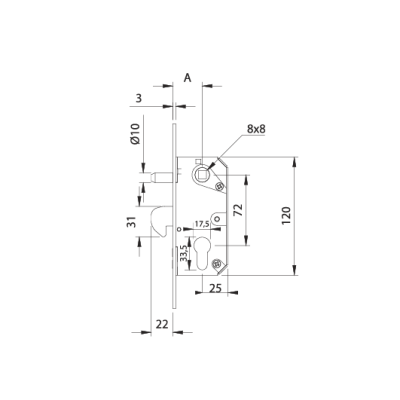 Fechadura Gancho Frontal 222-40